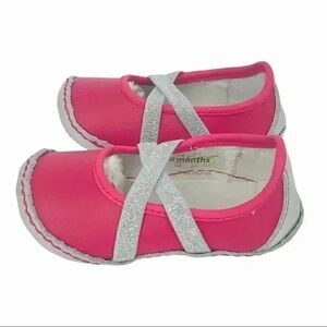 RILEYROOS MAIRIN HOT PINK SPARKLE FLATS BABY SHOES 12-18M LEATHER SLIP ON NIB